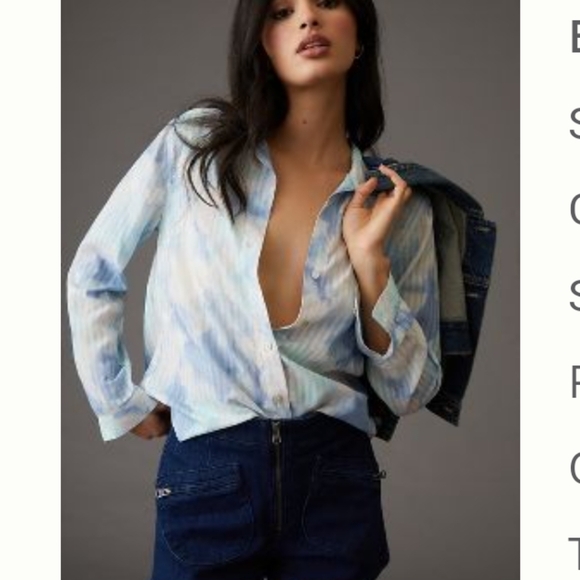 Cloth & Stone NWT multi colored blue blouse Small - Picture 10 of 11